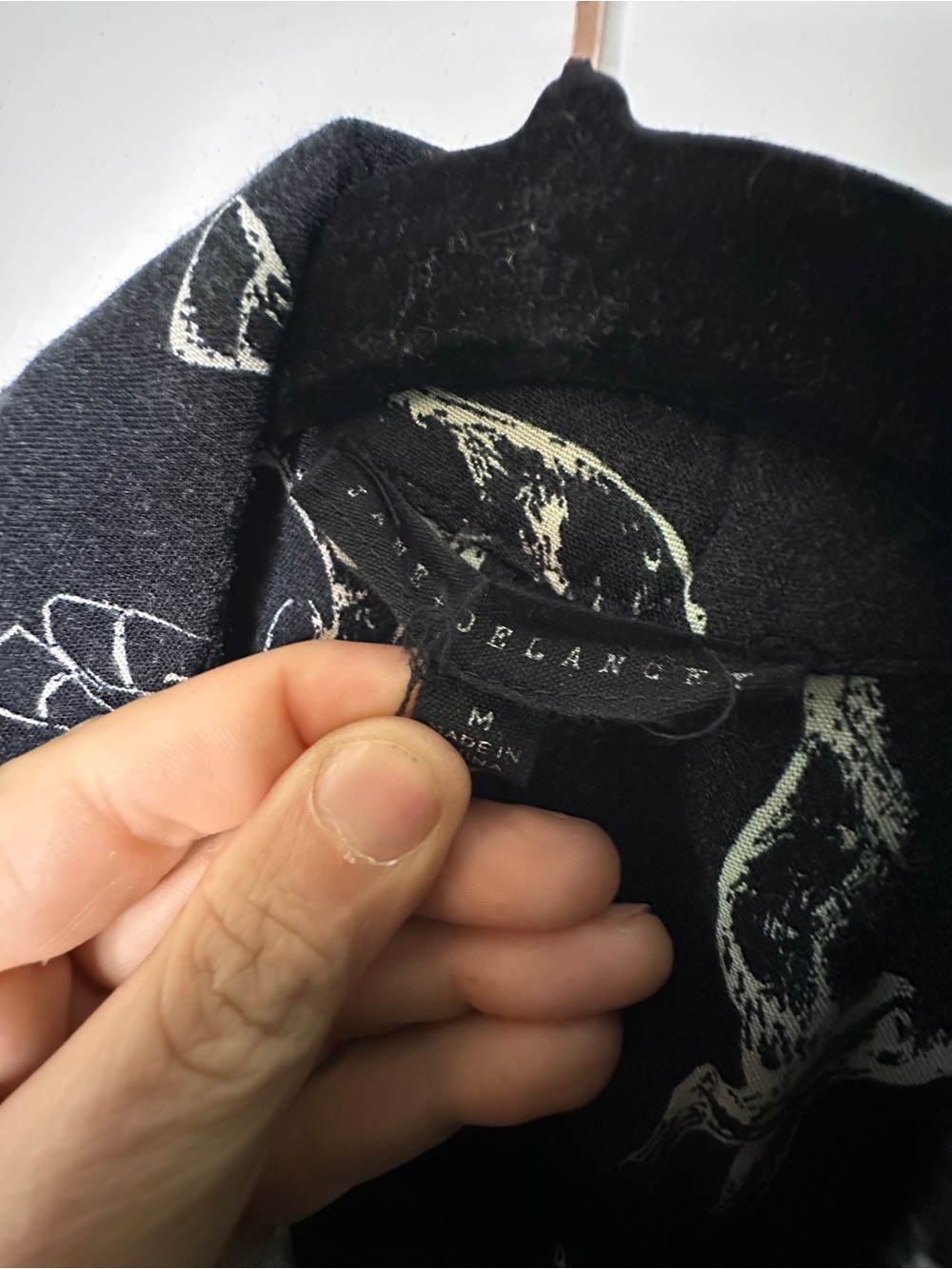 Jane and Delancey Black Button-Down Shirt with White Horse Print - Picture 2 of 4